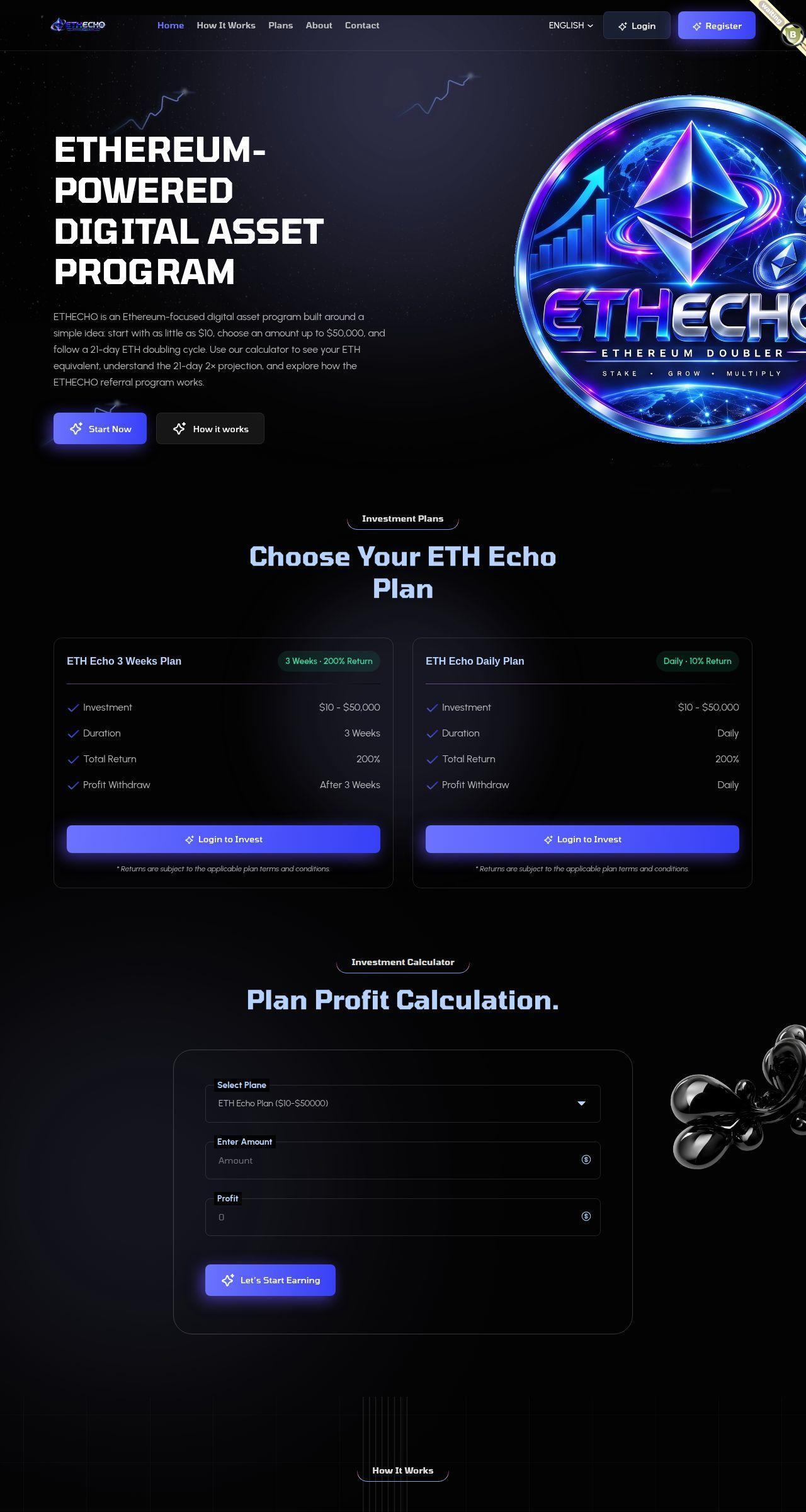 Хайп проект ETH Echo Хайп проект ETH Echo