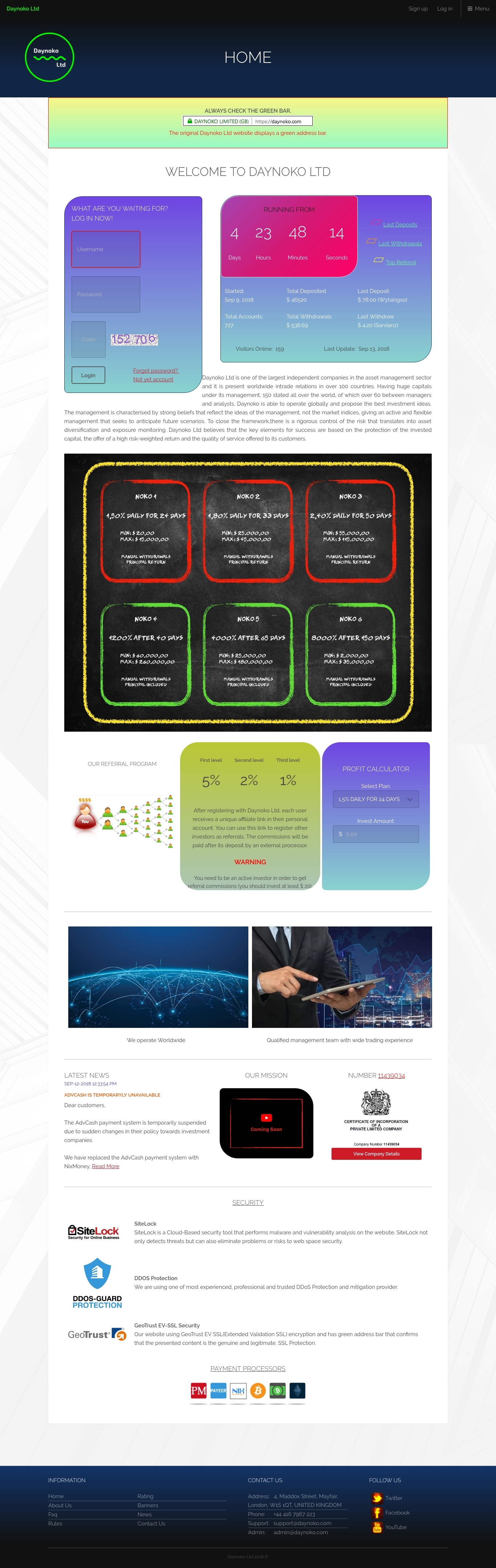 Инвестиционный хайп Daynoko Ltd