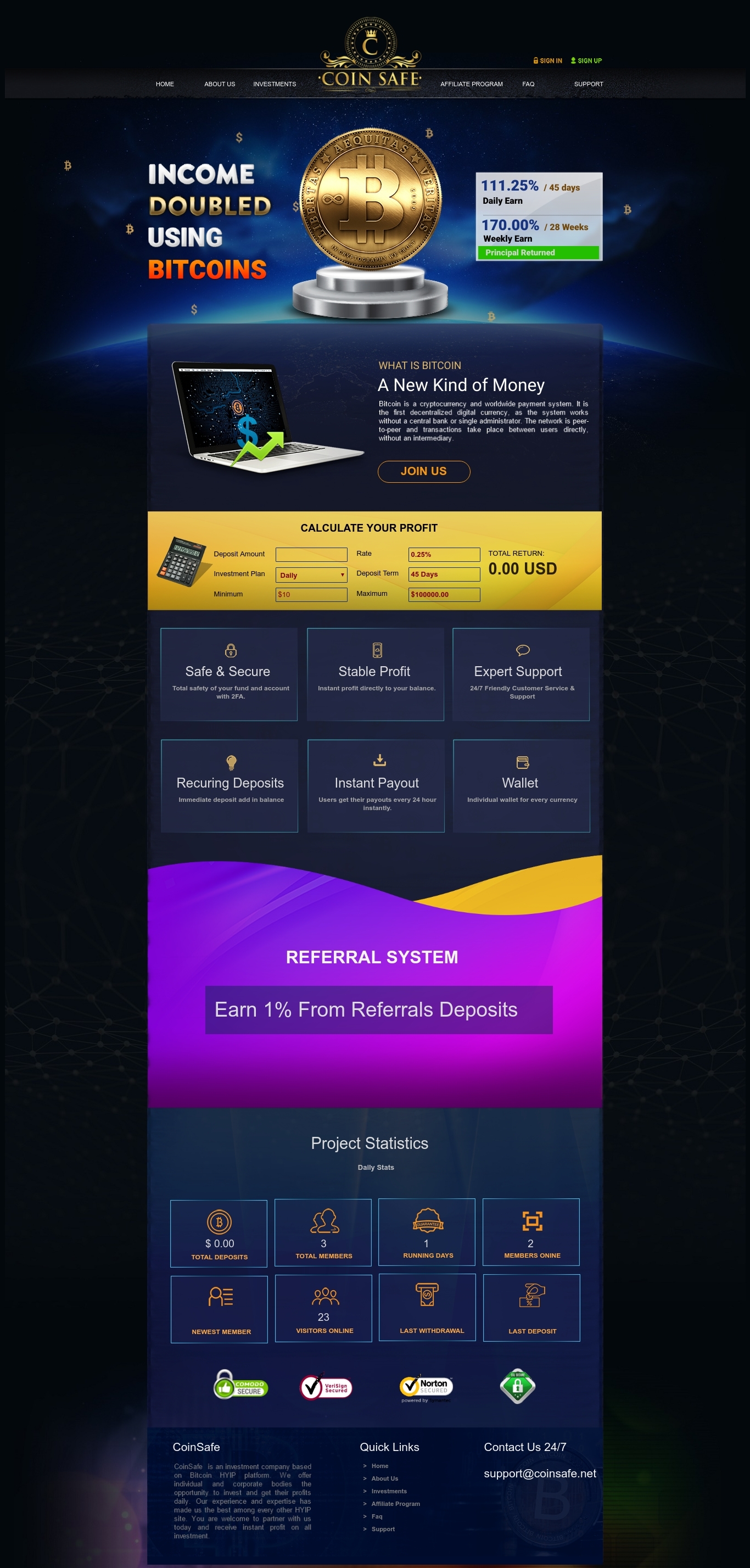 Инвест проект Coinsafe