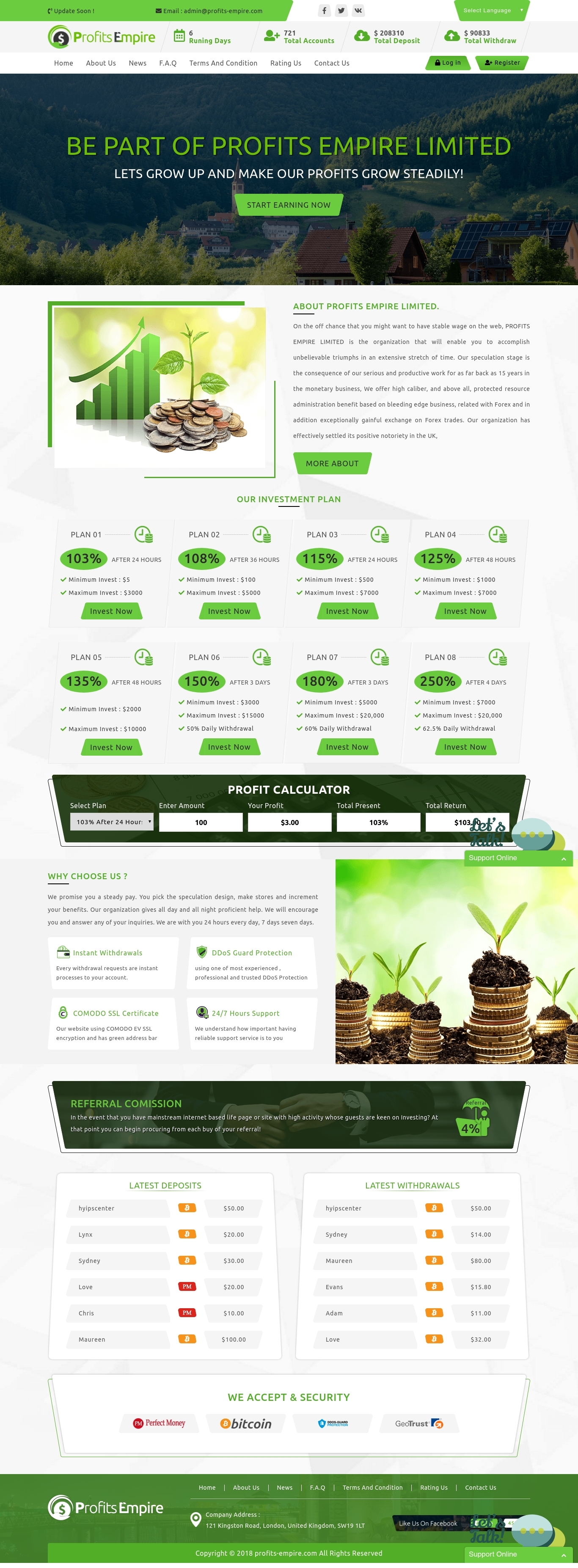 HYIP проект PROFITS-EMPIRE