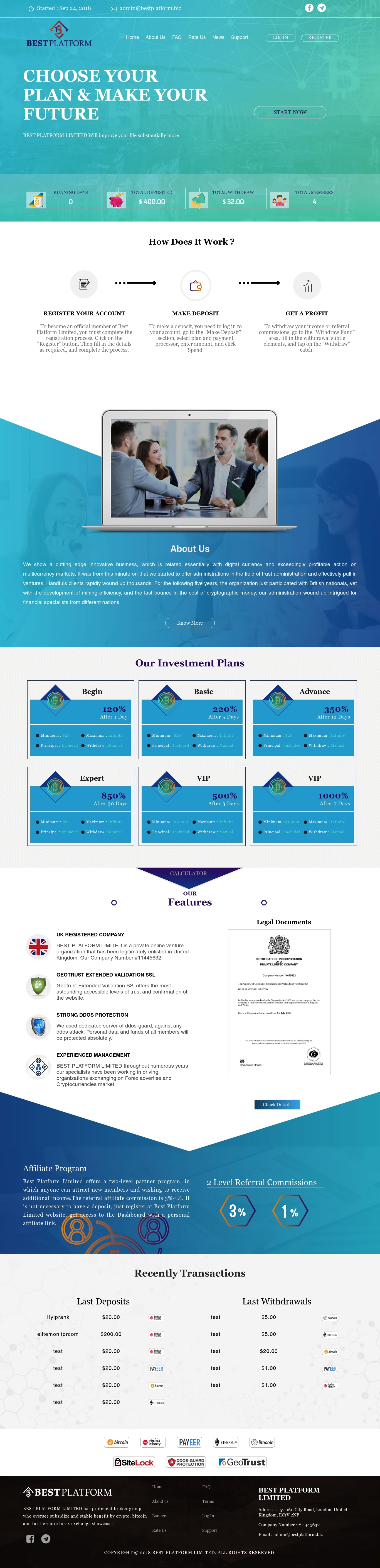 HYIP проект Best Platform Limited HYIP проект Best Platform Limited