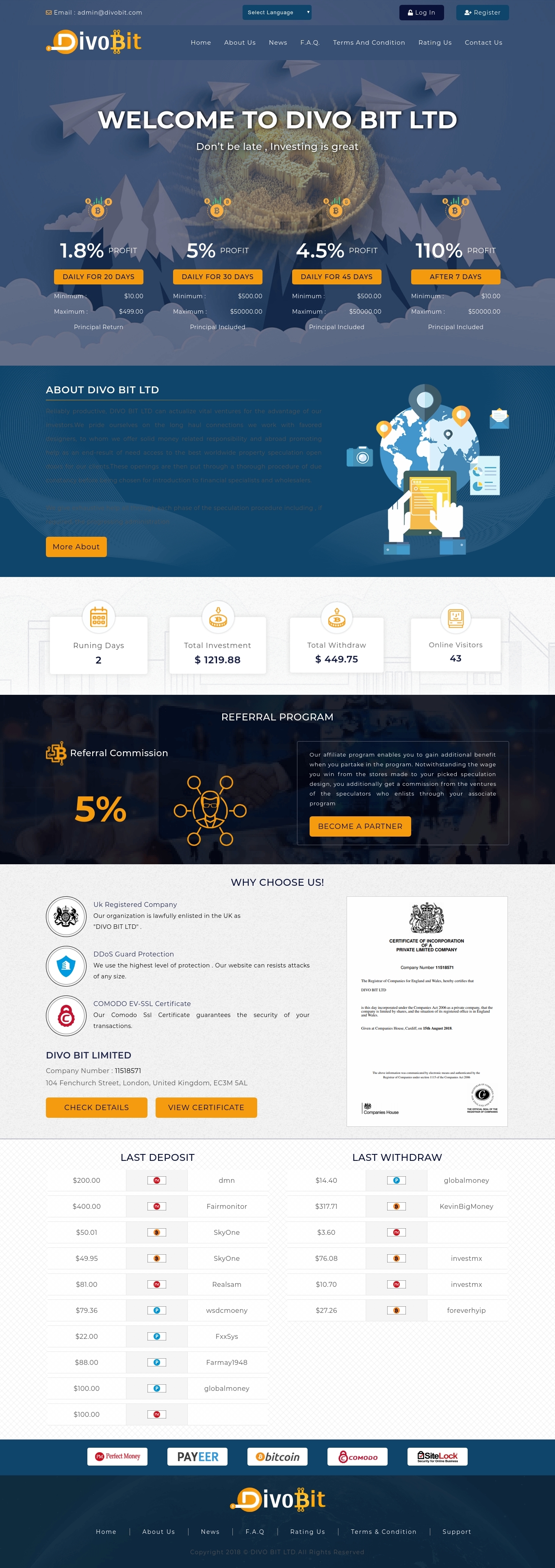 Инвест проект Divobit