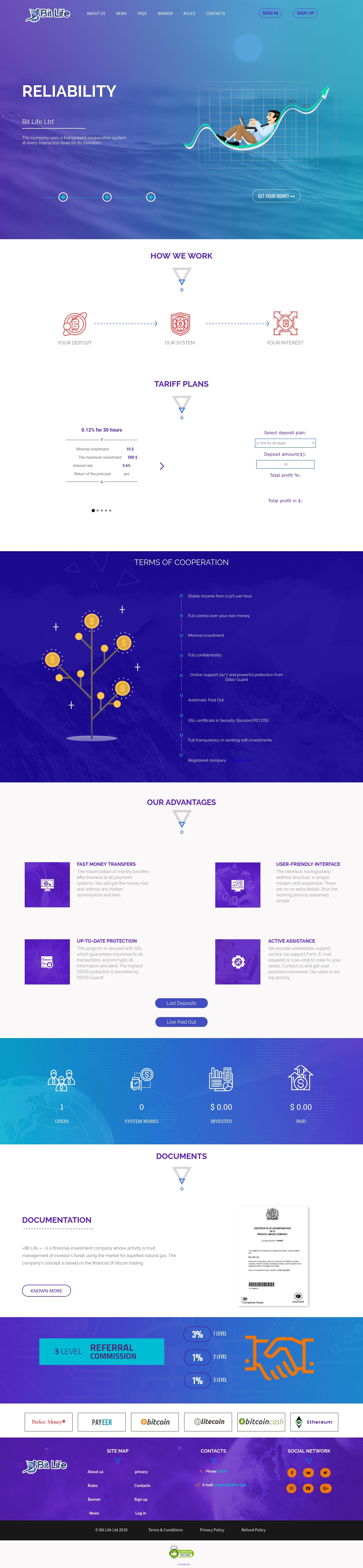 Инвестиционный проект Bit Life Ltd