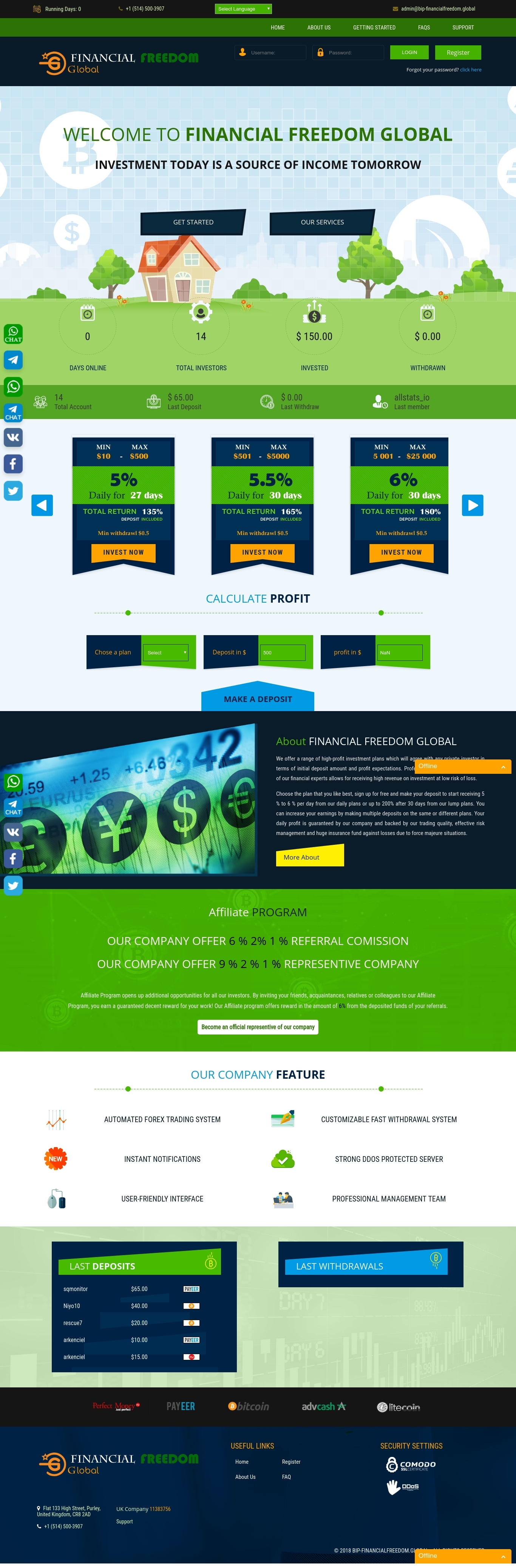 Игровой хайп проект Financial Freedom Global ltd