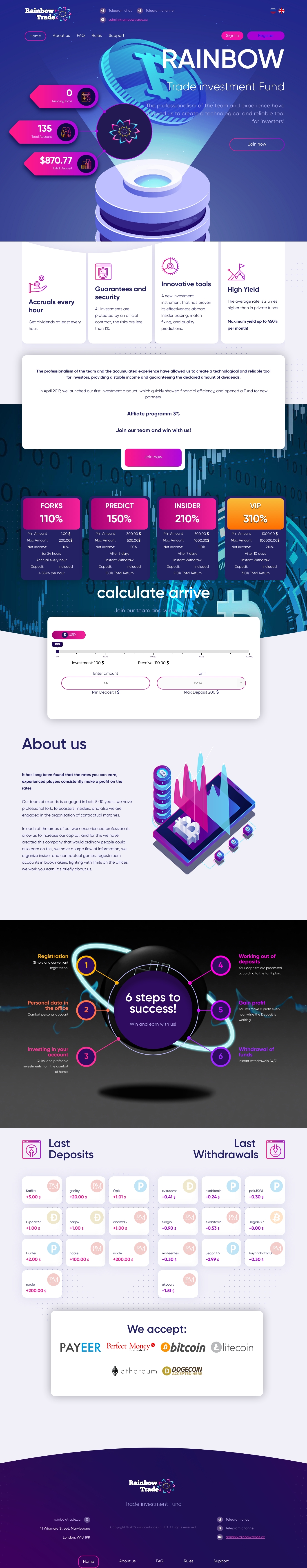 HYIP проект Rainbow Trade HYIP проект Rainbow Trade
