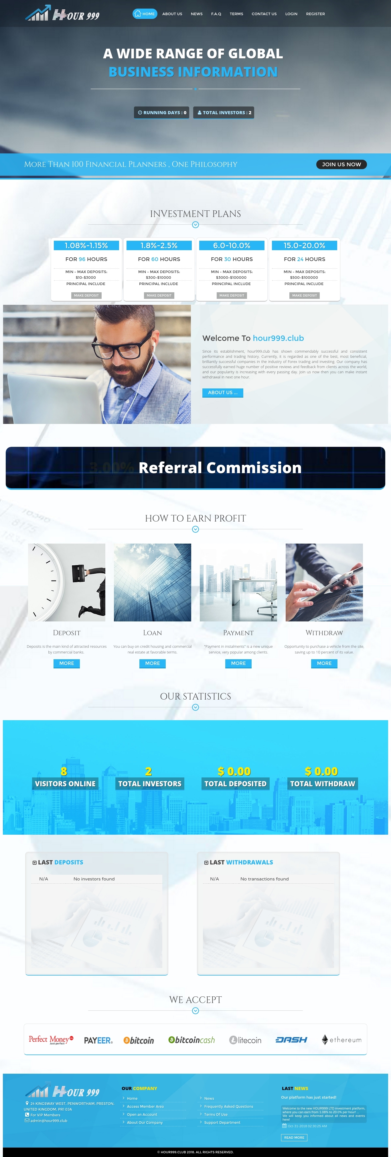 HYIP проект HOUR999 LTD