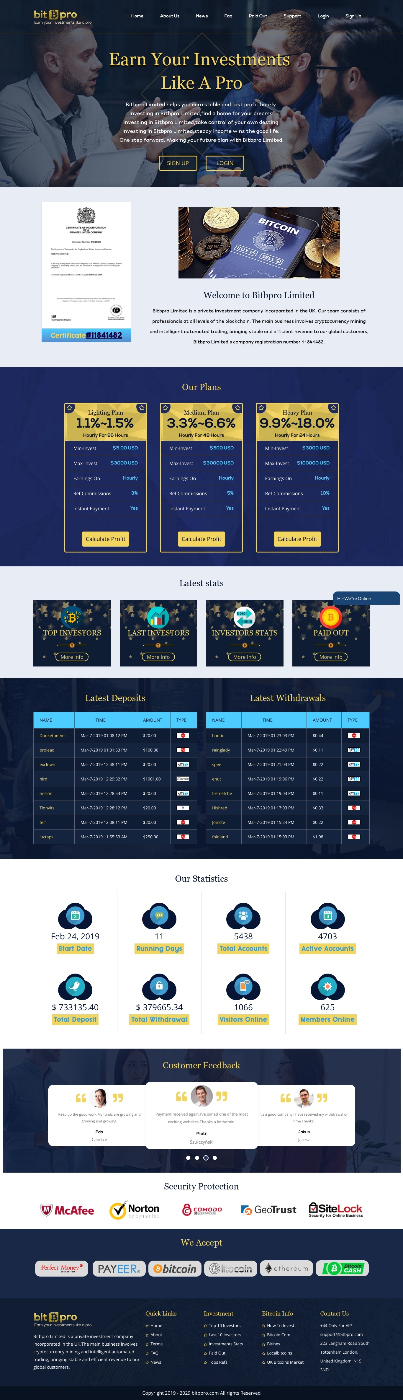 Игровой хайп проект Bitbpro Limited