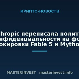 Anthropic переписала политику конфиденциальности на фоне блокировки Fable 5 и Mythos 5 Anthropic переписала политику конфиденциальности на фоне блокировки Fable 5 и Mythos 5