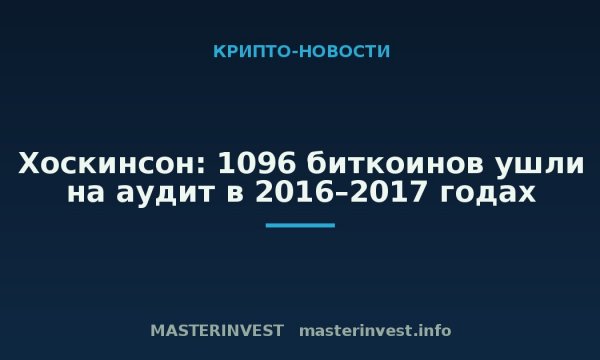 Хоскинсон: 1096 биткоинов ушли на аудит в 2016–2017 годах Хоскинсон: 1096 биткоинов ушли на аудит в 2016–2017 годах