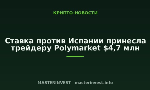 Ставка против Испании принесла трейдеру Polymarket $4,7 млн Ставка против Испании принесла трейдеру Polymarket $4,7 млн